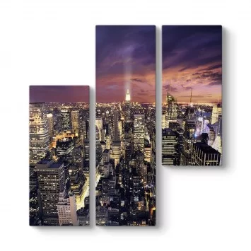 New York Asimetrik 3 Parçalı Tablo