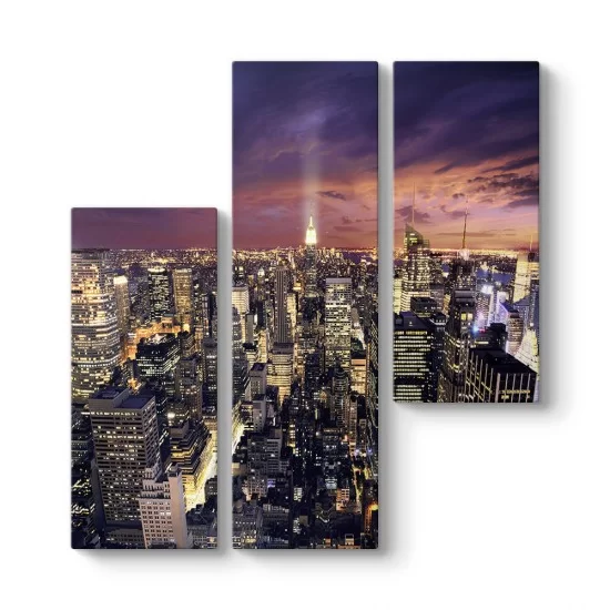 New York Asimetrik 3 Parçalı Tablo