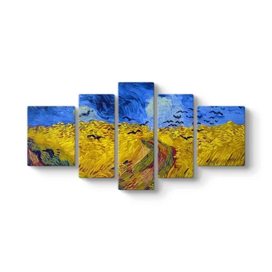 Van Gogh - Wheat Field 5 Parçalı Tablo