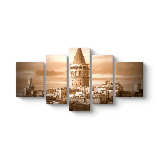 Galata Kulesi 5 Parçalı Tablo