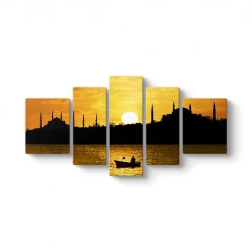 İstanbul Siluet 5 Parçalı Tablo