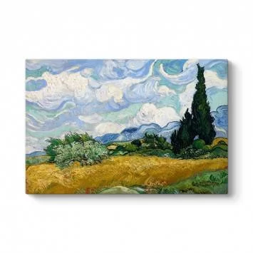 Vincent Van Gogh - Selvi Ağaçlı Buğday Tarlası Tablosu