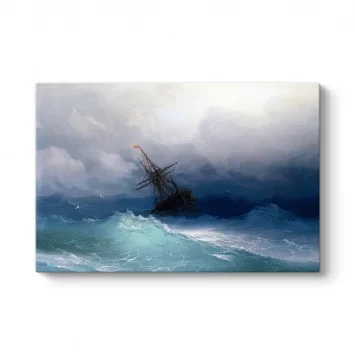 Ivan Ayvazovski - Fırtınalı Denizde Gemi Tablosu