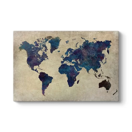 Soyut Dünya Haritası Kanvas Tablo