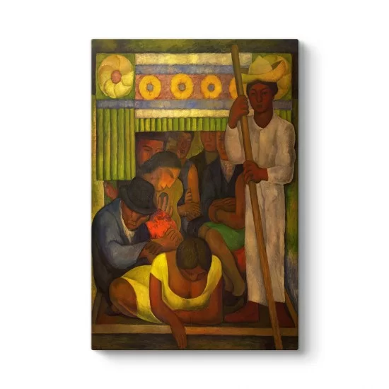 Diego Rivera - The Flowered Canoe Tablosu