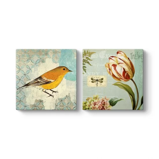 Dekoratif Kuş ve Çiçek Tablosu