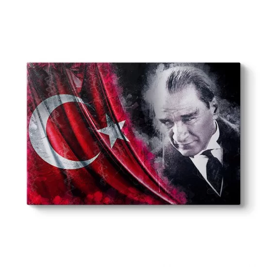 Türk Bayraklı Atatürk Tablosu