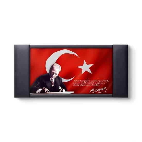 Atatürk - Makam Odası Deri Çerçeveli Tablo